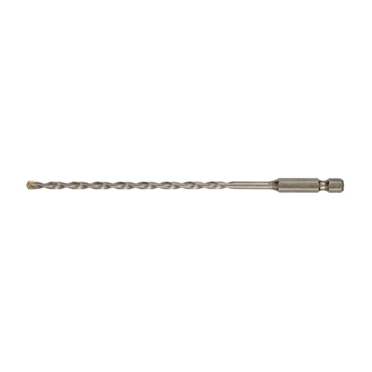 A DEWALT DT60000 long metal drill bit with hex shank, designed for drilling precise holes in various materials.