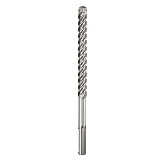 A close-up image of a DEWALT DT60818 masonry drill bit with a spiral fluted design and an SDS-max shank, shown vertically against a white background.