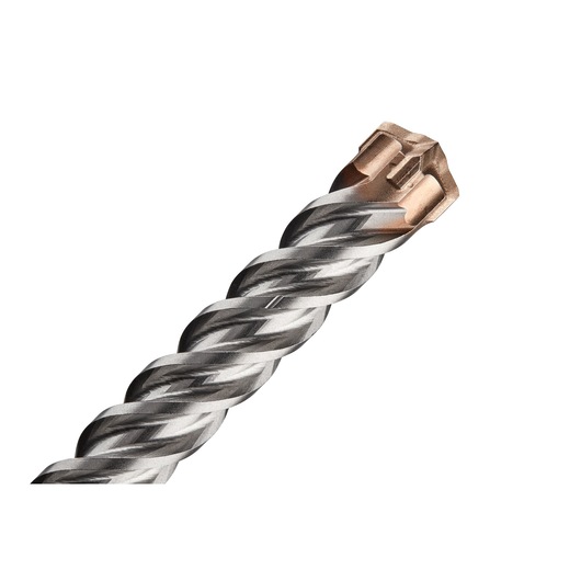 Close-up image of a DEWALT DT60821 masonry drill bit with a twisted metal shaft and carbide tip.