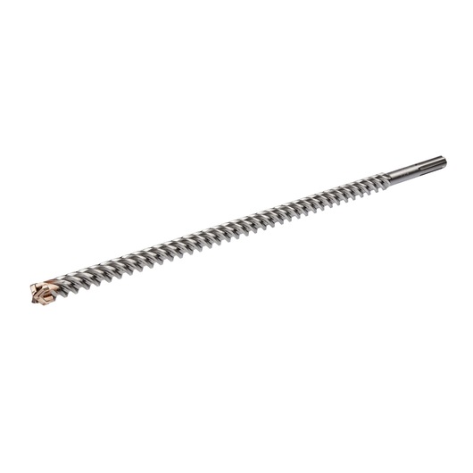 A DEWALT DT60825 heavy-duty SDS Max masonry drill bit with a spiral shaft and carbide tip, designed for drilling into concrete and masonry.