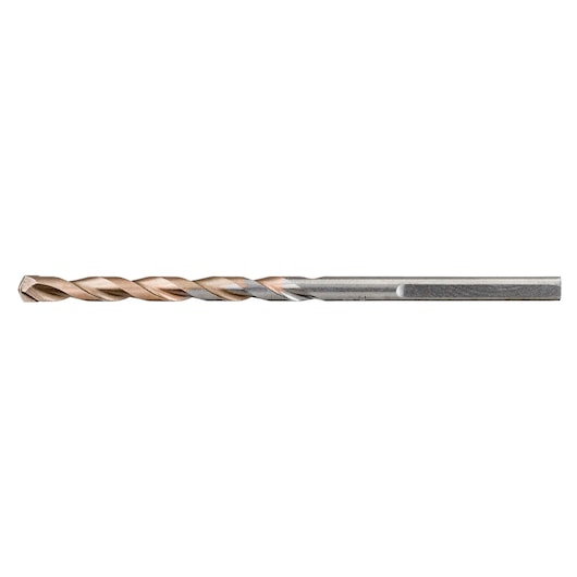 A single metal drill bit with a twisted design, shown on a white background.