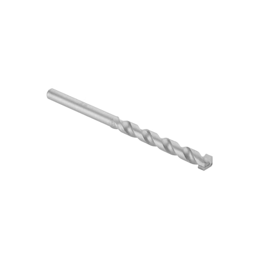 A single metal masonry drill bit with a spiral design, shown isolated on a white background.