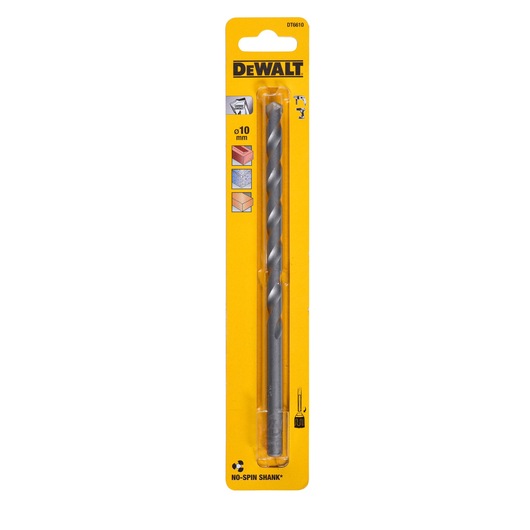 DEWALT DT6610 10mm masonry drill bit in yellow retail packaging.