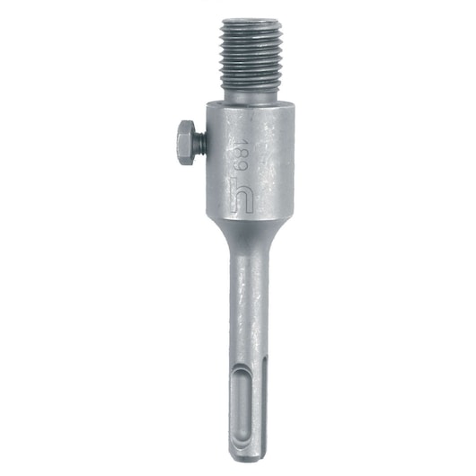 A DEWALT DT6750 metal drill bit adapter with a threaded top and hexagonal bolt, designed for rotary tools.