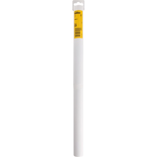 A DEWALT DT6771 white cylindrical protective tube with a yellow label on top, used for storing and transporting rolled documents or materials.