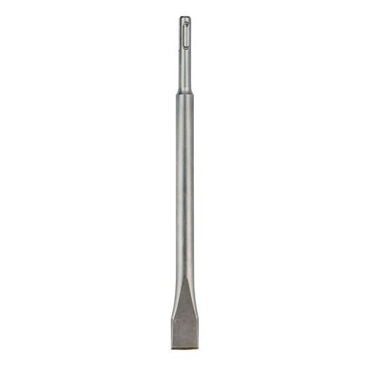A single flat chisel bit made of metal, designed for use with power tools such as rotary hammers. The chisel has an SDS-plus shank and a flat cutting edge, suitable for chiseling or removing material like concrete or masonry.
