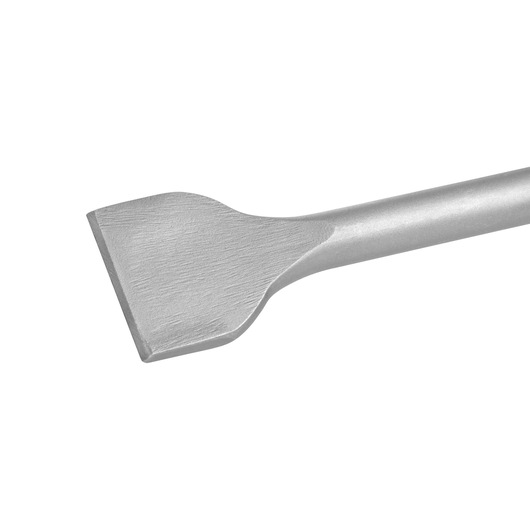 Close-up image of a flat, wide steel chisel with a beveled edge, typically used for demolition or masonry work.