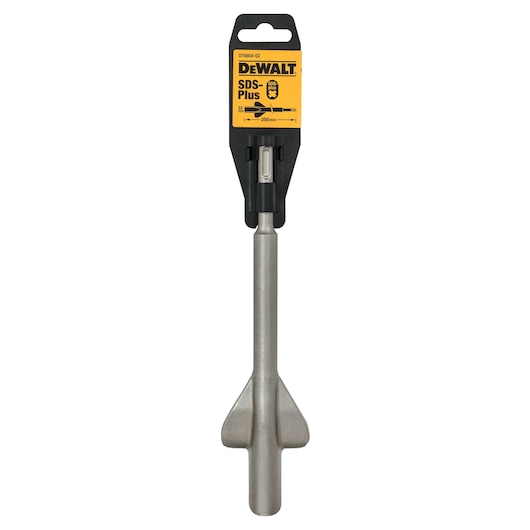 DEWALT SDS-Plus chisel, 250mm length, DT6804, metal tool with yellow/black packaging.