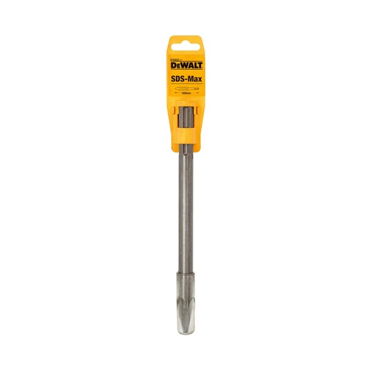 DEWALT SDS-Max chisel bit in yellow packaging, suitable for masonry and demolition work.