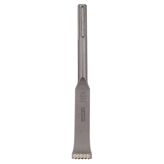 DEWALT SDS chisel with toothed flat head, suitable for masonry or demolition work.