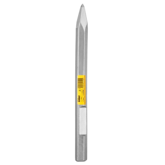 A DEWALT DT6927 pointed chisel tool made of metal with a yellow label, shown against a white background.