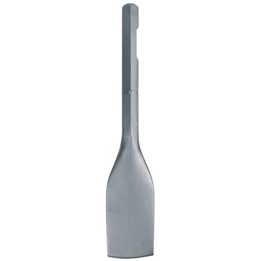 Flat steel chisel for use with power tools, suitable for demolition and masonry.