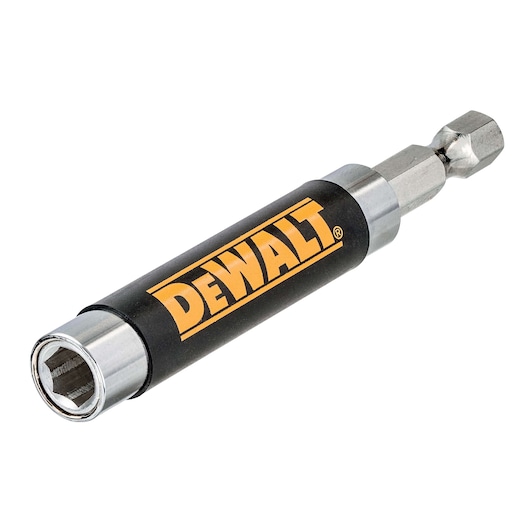 DEWALT branded magnetic nut driver with hex shank for use with power drills.