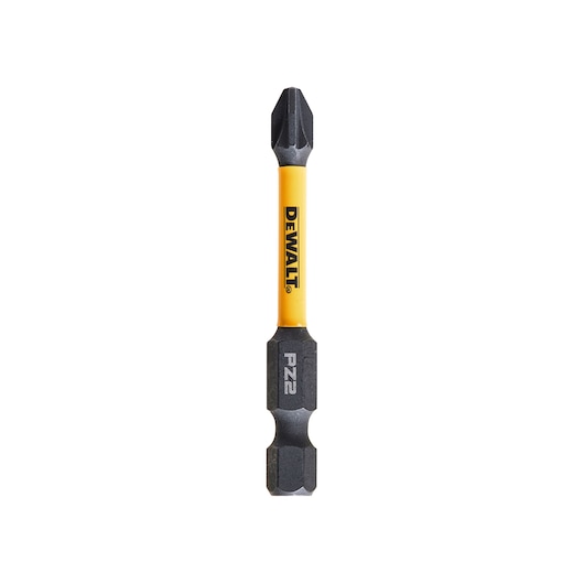 DEWALT double-ended screwdriver bit with yellow center, labeled PZ2.