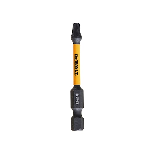 DEWALT DT70533T screwdriver bit with yellow shaft and star end, shown against a white background.