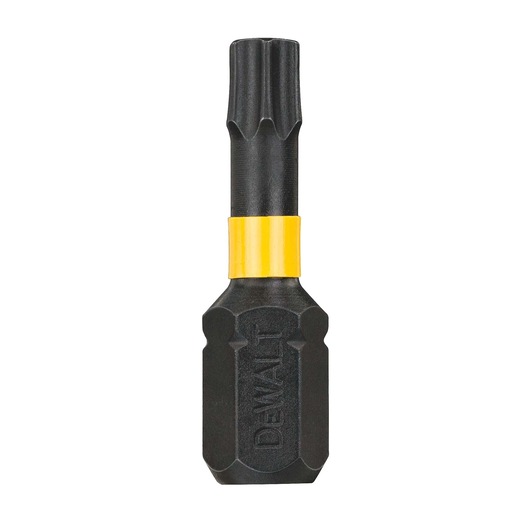 A DEWALT DT70577T black and yellow screwdriver bit with a star-shaped tip, photographed against a white background.
