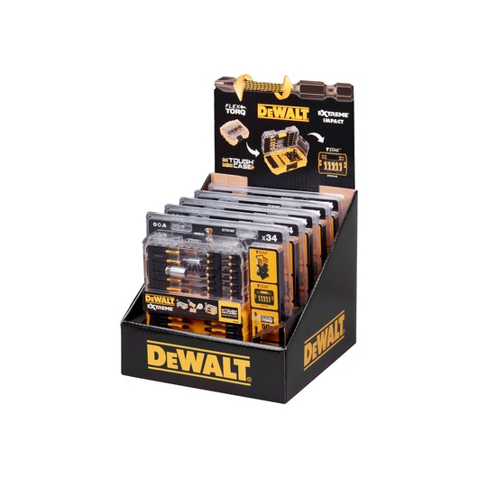 DEWALT DT70746T display box with multiple sets of drill and screwdriver bits in Tough Case packaging.