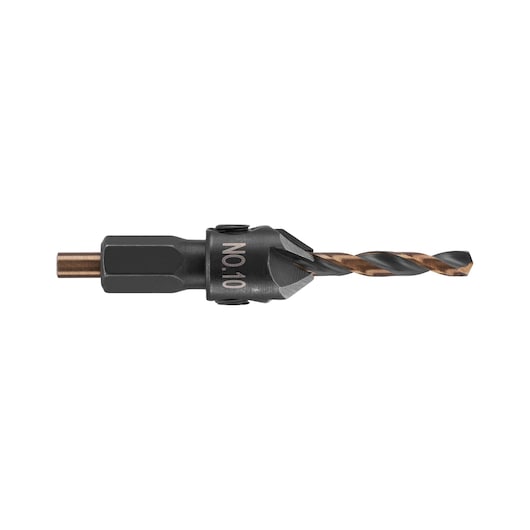 A DEWALT drill bit with countersink attachment, model DT70779T, shown against a white background.