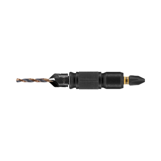 A DEWALT DT70779T combination drill and screwdriver bit, shown against a white background. The tool features a spiral drill bit on one end and a screwdriver bit on the other, designed for versatility in woodworking and construction tasks.