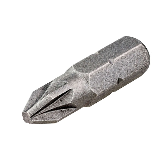 A single metallic screwdriver bit with a cross-head design, shown on a white background.