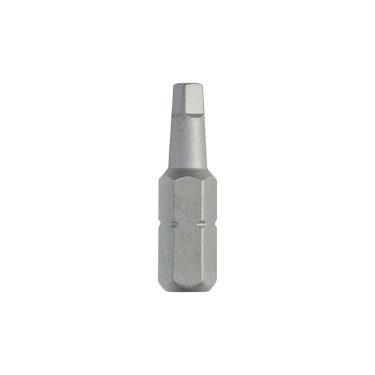 Single hex screwdriver bit with metallic finish, shown upright on a plain white background.