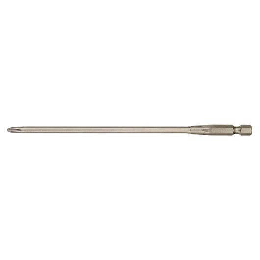 Long DEWALT screwdriver bit with hex shank, suitable for power tools and precision work.
