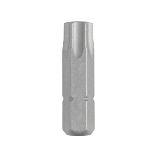 A close-up image of a single DEWALT DT7259 metal screwdriver bit with a star-shaped Torx head, suitable for use with power tools.