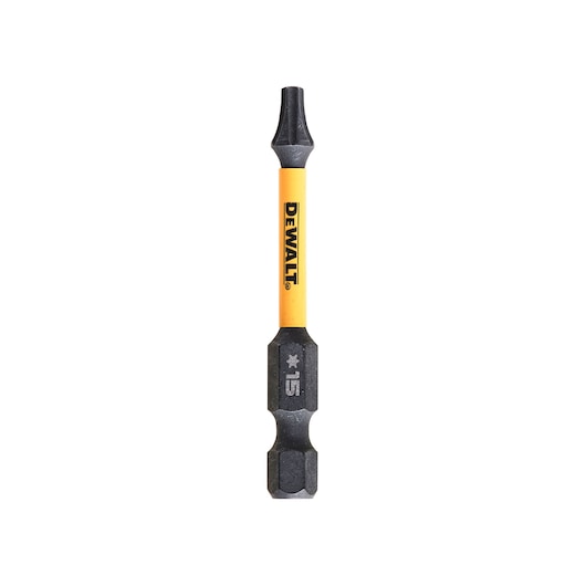 DEWALT DT7394T yellow and black T15 screwdriver bit for drill, shown upright on white background.