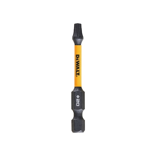 DEWALT DT7395T screwdriver bit with yellow shaft and black tips, marked with #20.