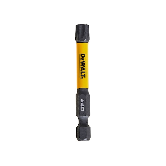DEWALT DT7399T screwdriver bit with yellow body and black ends, shown on a white background.