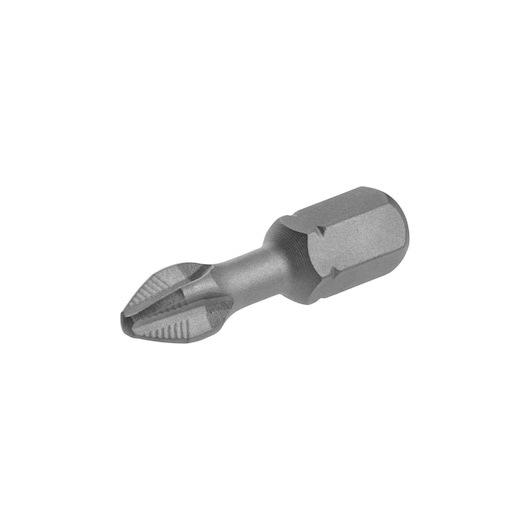 A single metallic Phillips screwdriver bit with hex shank, shown on a white background.