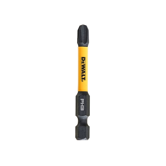 DEWALT PH3 screwdriver bit, yellow and black, designed for power tools, isolated on white background.
