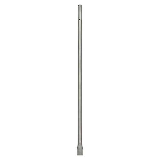A straight, elongated metal chisel bit with a flat tip, shown vertically against a white background.