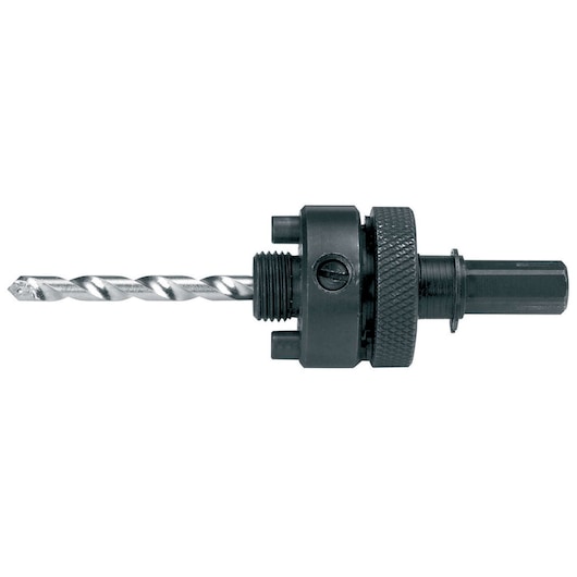 DEWALT DT8282 hole saw arbor with pilot drill bit for attaching hole saws to power drills.