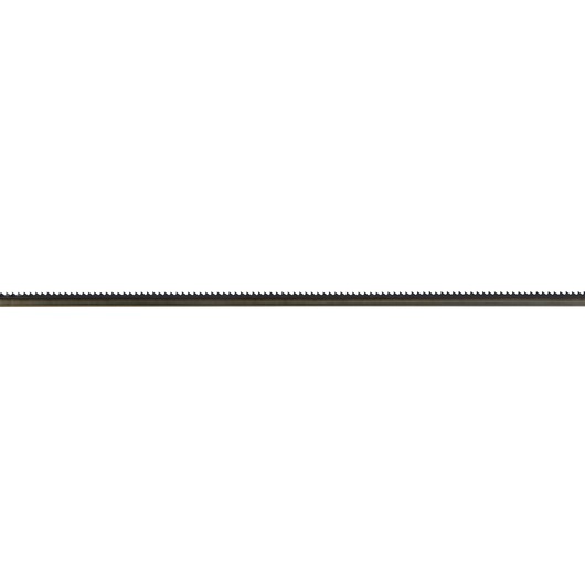 Long metal saw blade with fine teeth, suitable for cutting wood or metal, shown against a white background.