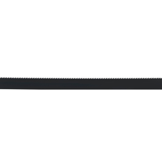 Black DEWALT saw blade with fine teeth for cutting, shown against a white background.