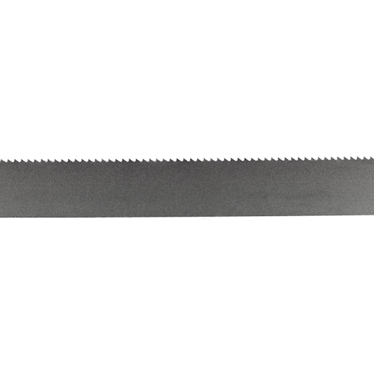 Close-up of a DEWALT saw blade with fine teeth, shown against a white background.
