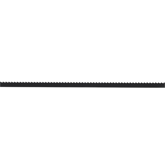 A single black band saw blade with evenly spaced teeth, shown against a white background.