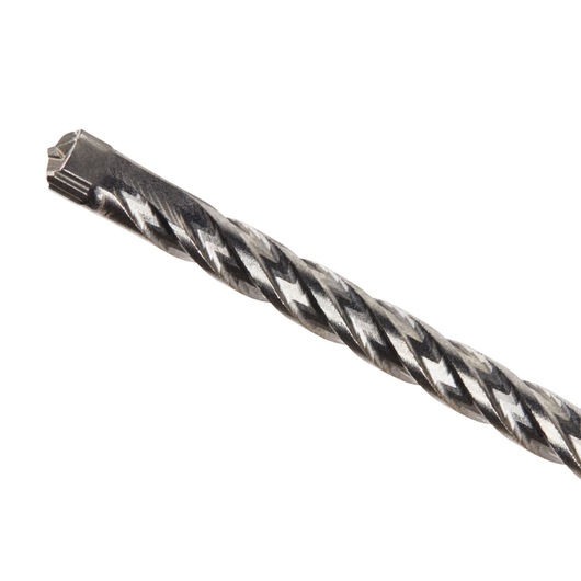 Close-up of a DEWALT DT8909 masonry drill bit with a twisted metal design and sharp tip, photographed on a white background.