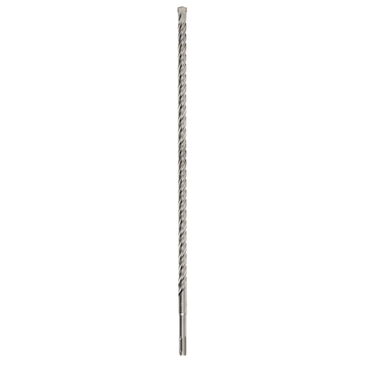 A long, metallic DEWALT drill bit with a spiral design and SDS-Max shank, displayed vertically on a white background.