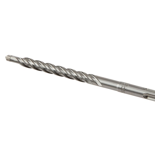 A close-up image of a DEWALT DT8967 metal drill bit with a spiral fluted design, used for drilling into hard materials.