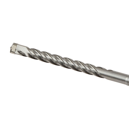 Close-up image of a DEWALT DT8969 masonry drill bit with a spiral fluted design and pointed tip for drilling into hard materials.