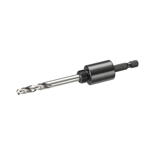 A DEWALT drill bit with a black hex shank and cylindrical connector shown on a white background.