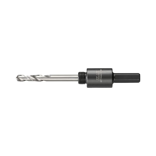 DEWALT drill bit with hex shank and arbor, suitable for woodworking and hole saws, shown against white background.