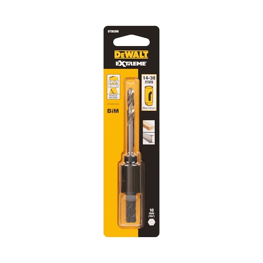 DEWALT Extreme drill bit for wood and metal, BiM, 14-30mm, packaged, SKU DT90365.