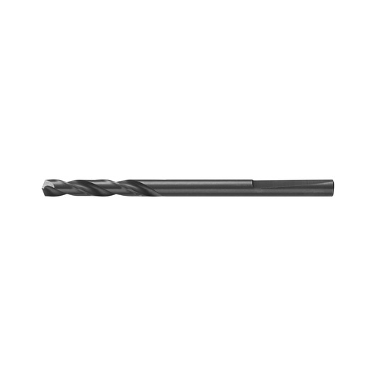 Black metal DEWALT drill bit with straight shank, shown against a white background.