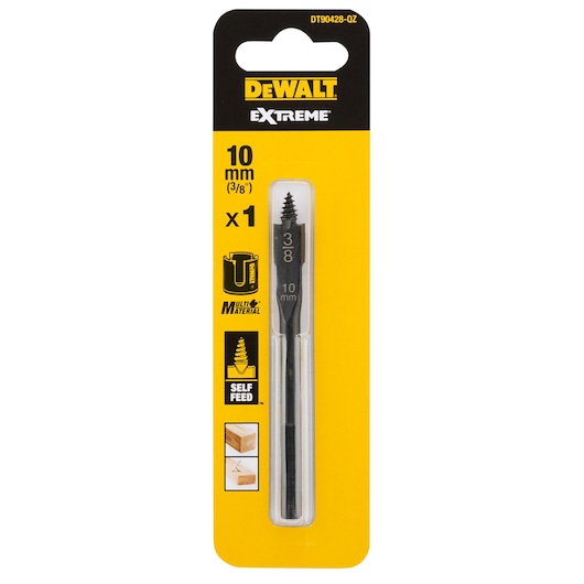 DEWALT Extreme 10mm drill bit in yellow-black blister pack for multi-material use, SKU DT90428.