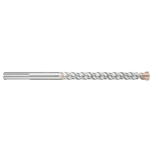 A single silver DEWALT SDS-Plus rotary hammer drill bit with a spiral flute and a carbide tip, photographed on a white background.
