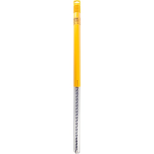 A DEWALT DT9418 masonry drill bit in its yellow and transparent packaging, displayed vertically.