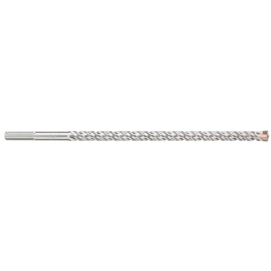 A single long, silver-colored masonry drill bit with an SDS shank and spiral fluting, photographed on a white background.